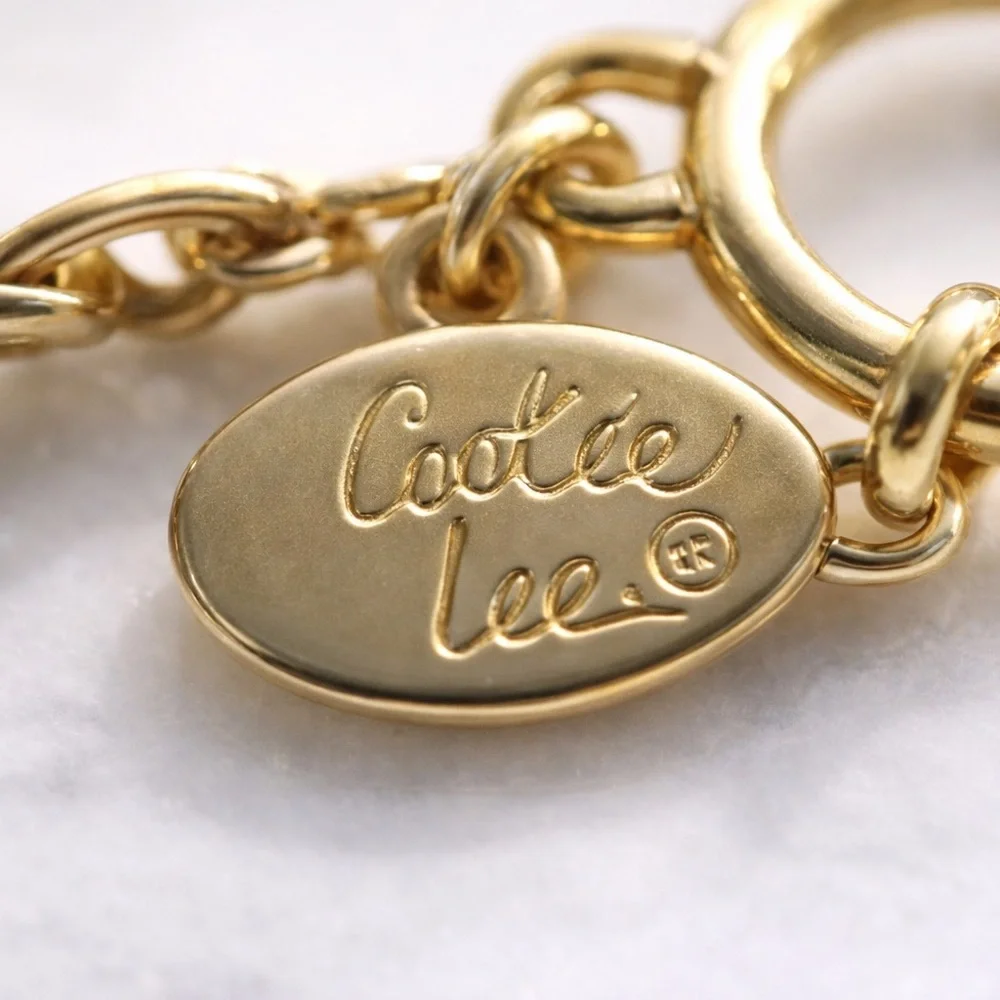 Cookie Lee Freshwater Pearl Moonstone Multi-Strand Bracelet Gold Toggle Crystal